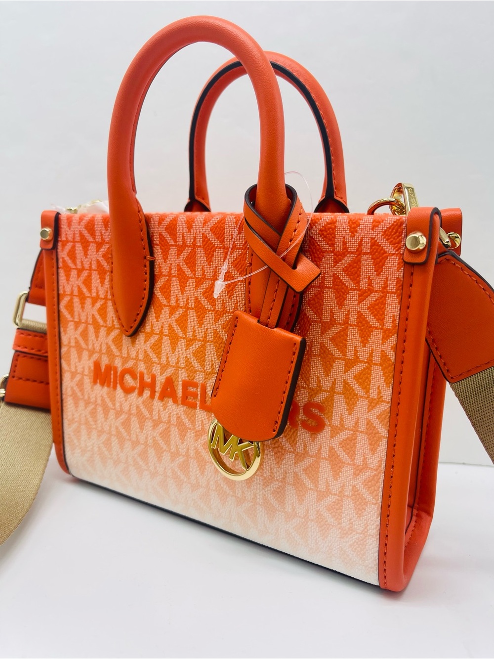Michael Kors Mirella Extra-Sm Ombré Logo Crossbody XBODY Shopper Bag
Poppy 
NWT